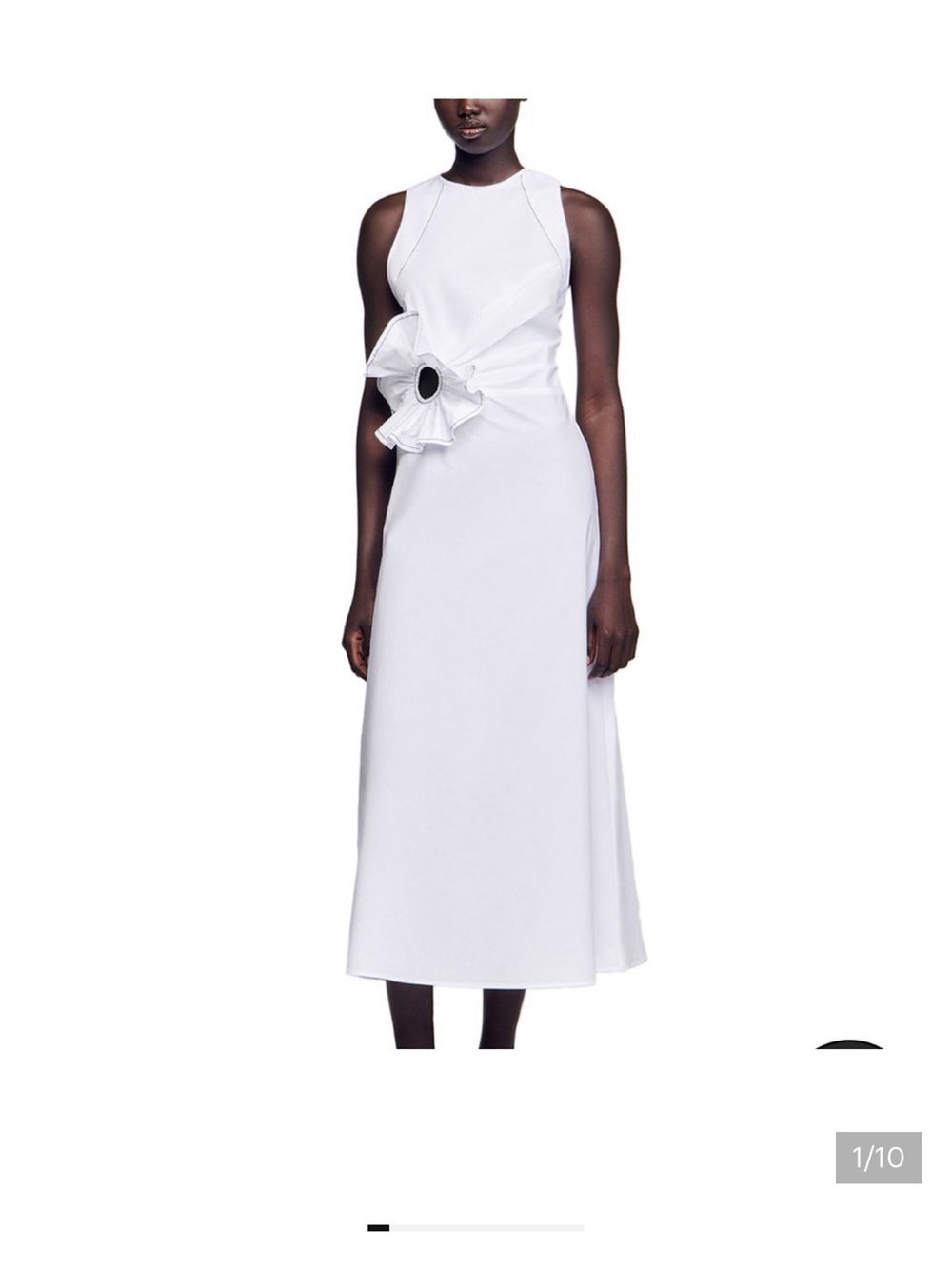 NWT Sandro White Sleeveless Midi Dress with Sculpted Flower